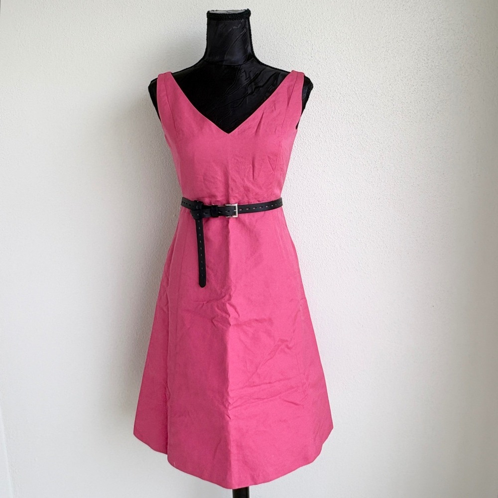 J.Crew Fit & Flare V-Neck Sleeveless Midi Dress Women 2 Pink 68585